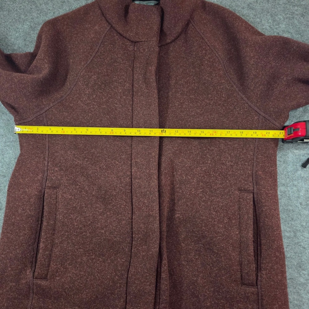 Title Nine Womens XL Burgundy Heather Fleece Lined Full Zip Sweater Coat Jacket - Picture 6 of 9